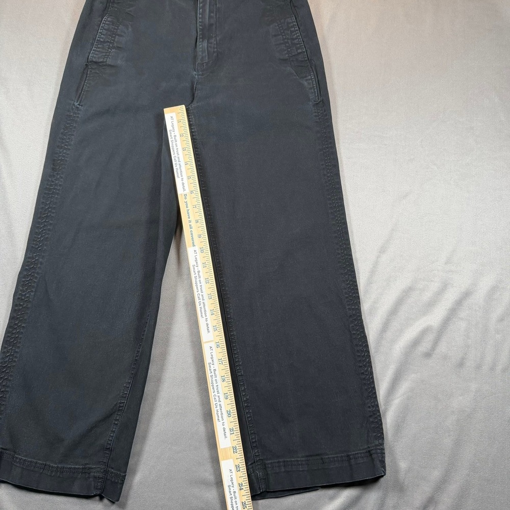 Old Navy Wide Leg Pants Womens 8 Black Stretch Cotton Utility Cropped Casual - Picture 5 of 10